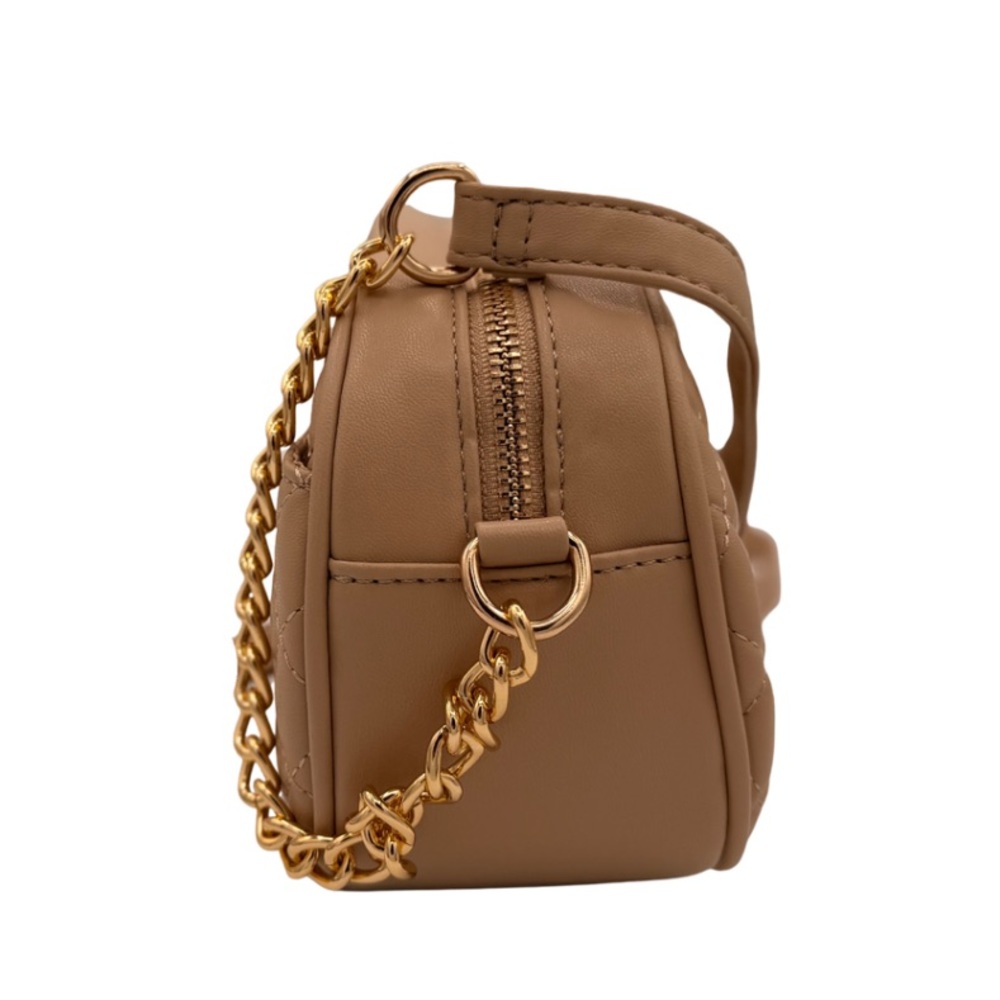 Valentino Orlandi Quilted Tan Crossbody Bag with Gold Chain - Picture 5 of 8